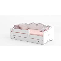 MEBLEKO Cama infantil EMMA 80x160+ marco + colchón + cajón- blanco